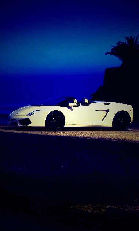Белый кабриолет ламбо обои
