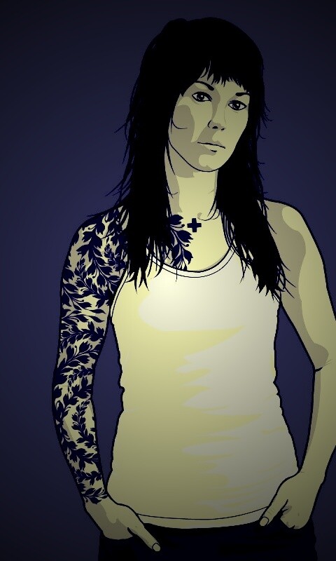 Девушка с татуировкой в виде листвы обои