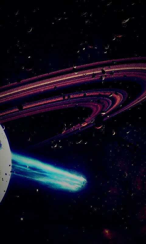 Голубой метеорит и туманность в виде сердца обои