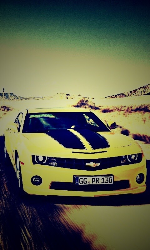 Камаро на пустынной дороге обои