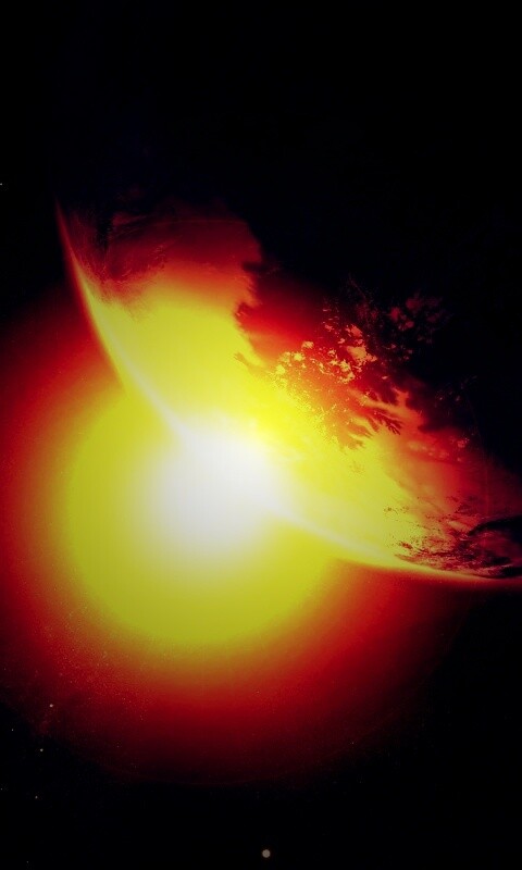 Солнце выглядывает из-за планеты обои