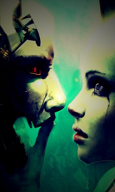 Девушка и робот обои