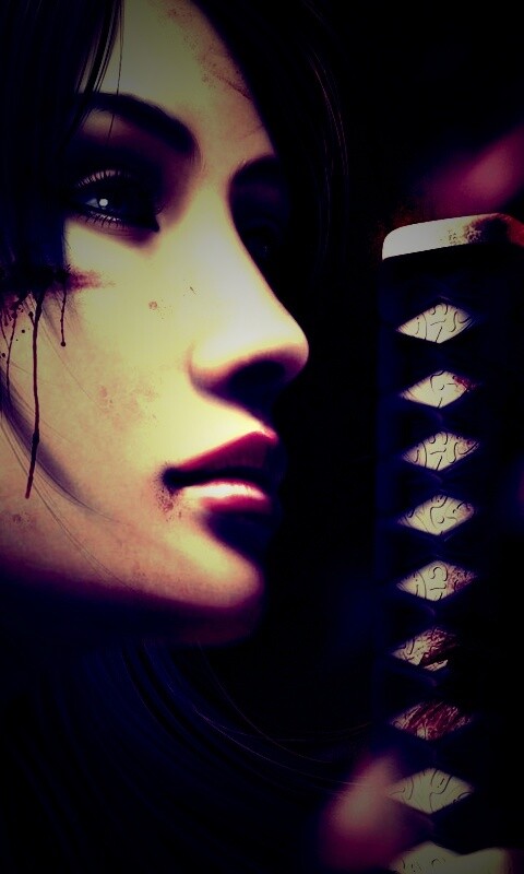 Японка с катаной обои