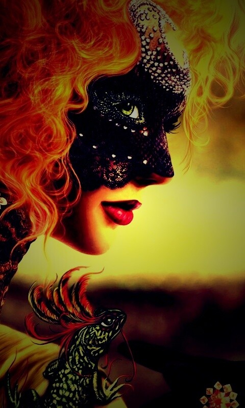 Девушка в карнавальной маске обои