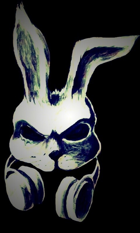 Кролик в наушниках обои