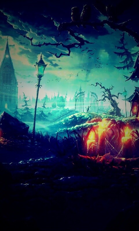 Страшный хэллоувинский пейзаж обои