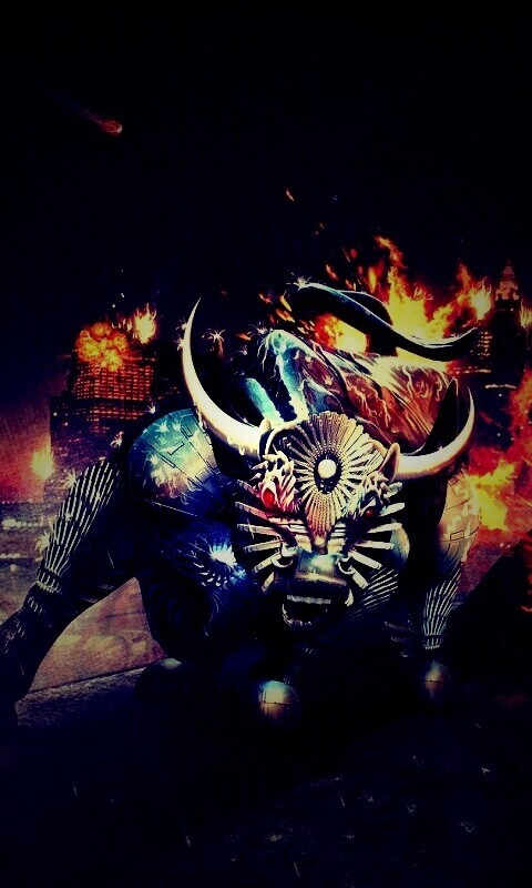 Воин и бык на крыше обои