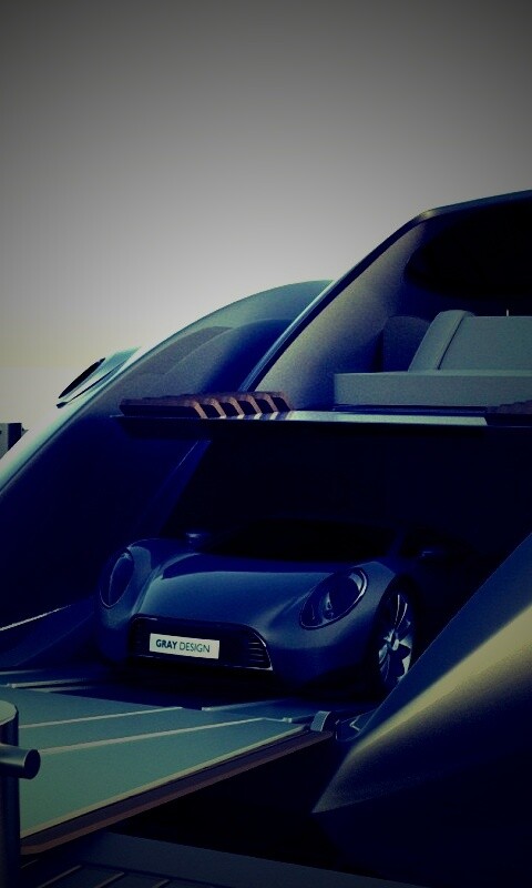 Яхта с автомобилем на борту обои