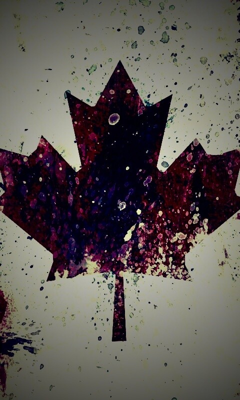 Флаг Канады нарисованный краской обои