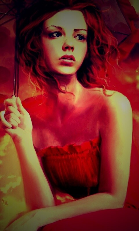 Девушка с зонтиком обои