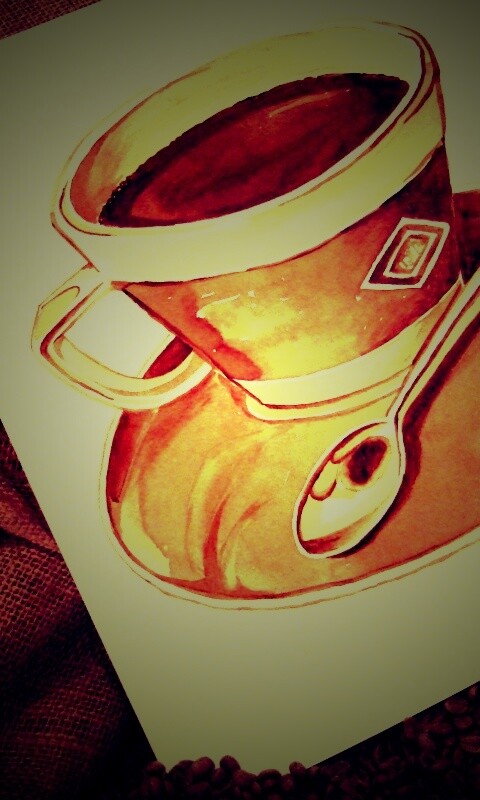 Нарисованная чашка кофе обои