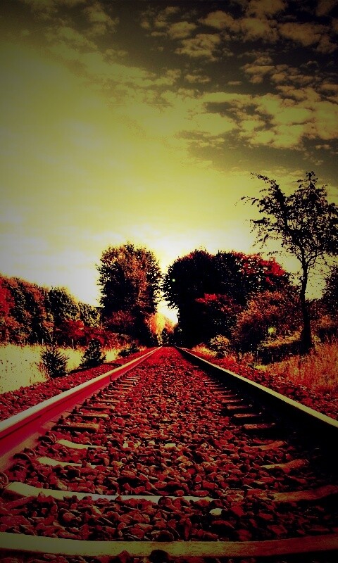 Уходящие в даль рельсы обои