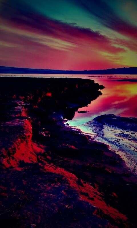 Озеро на закате обои