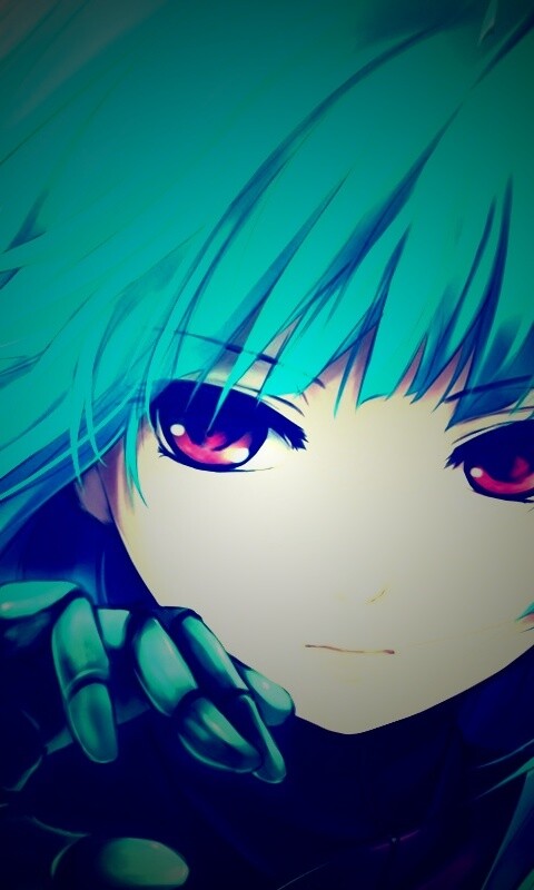 Аниме девушка с голубыми волосами обои