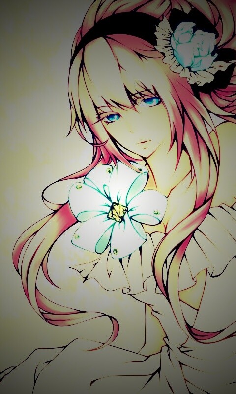 Розововолосый вокалоид обои