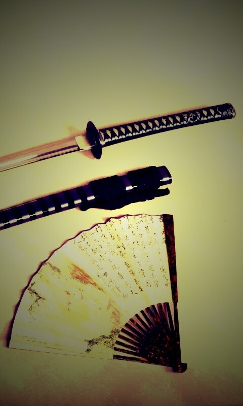 Катана и веер обои