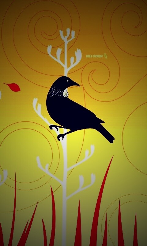 Векторные стилизованные птицы на ветках дерева обои