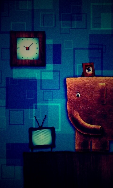 Слон, часы и телевизор обои