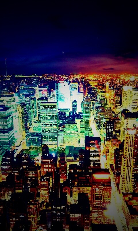 Вид на ночной Нью-Йорк обои