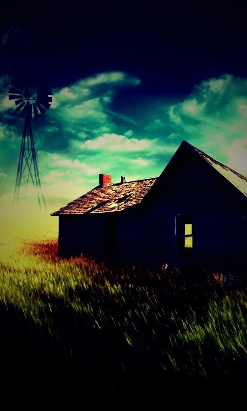 Домик в поле обои