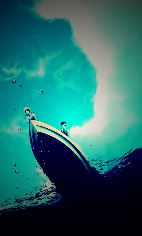 Катер и водная черепаха обои