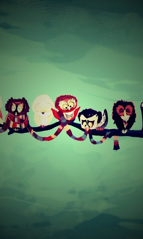 Совы на ветке обои