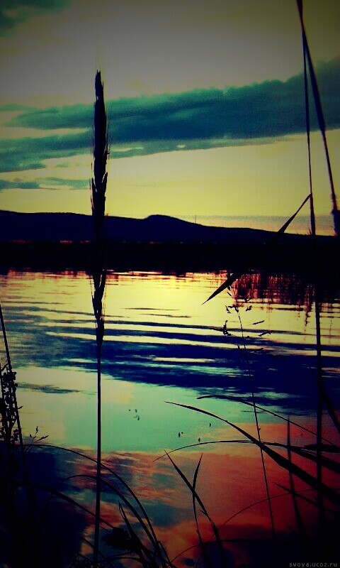 Закат на озере обои