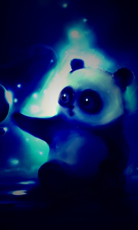 Панда и пузырек обои