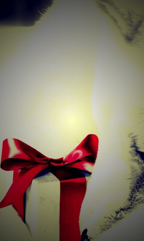 Белый мишка с подарком обои