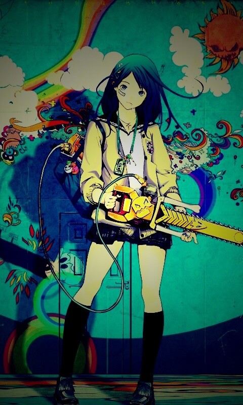 Девушка с бензопилой обои