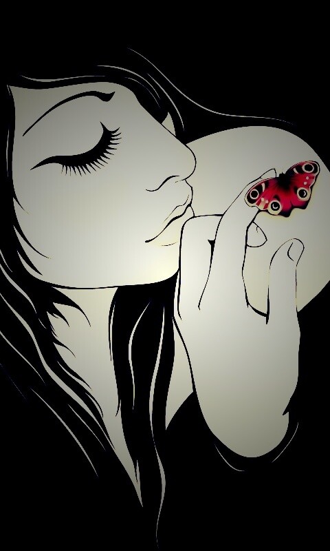 Бабочка на плече обои