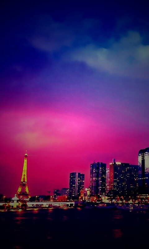 Вид на ночной Париж обои