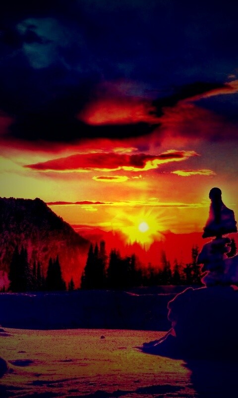 Зимнее солнце обои