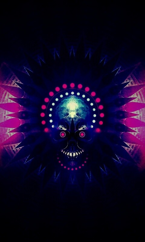 Неоновый череп обои