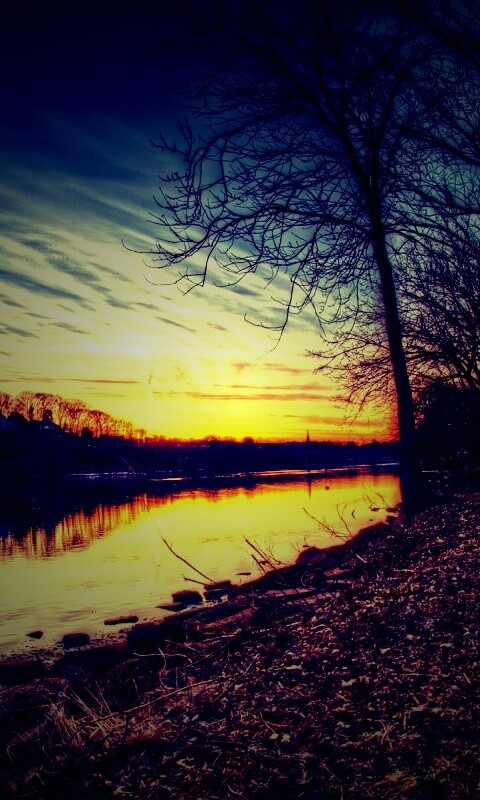 Осенний закат обои