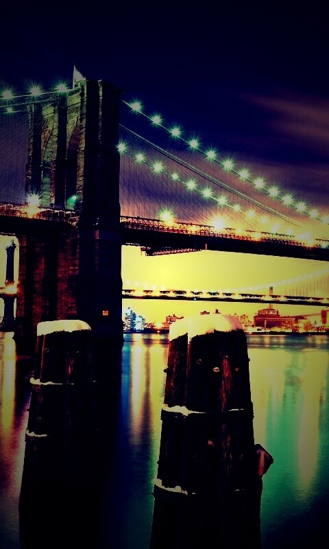 Бруклинский мост зимой HDR обои