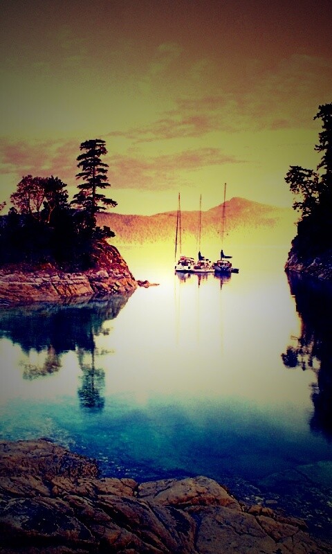 Яхты в заливе обои