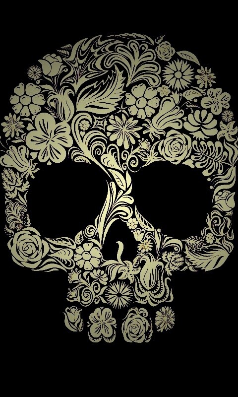 Череп из векторных цветов обои