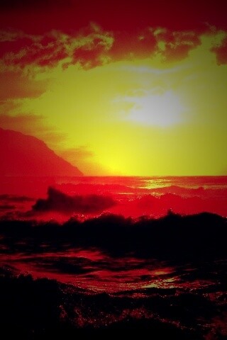 Волны на закате обои