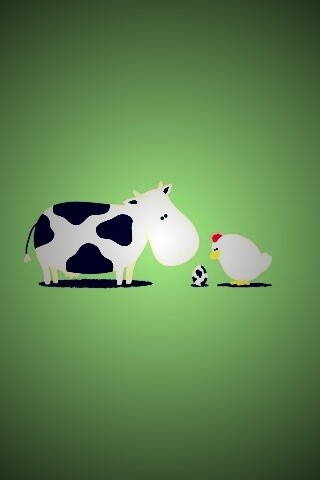 Корова + курица обои