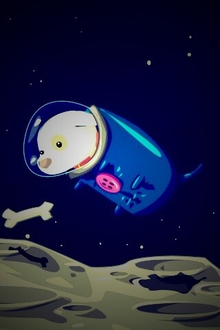 Собачка на луне обои