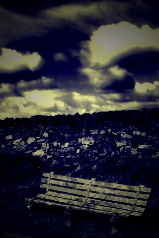 Скамейка у дороги обои