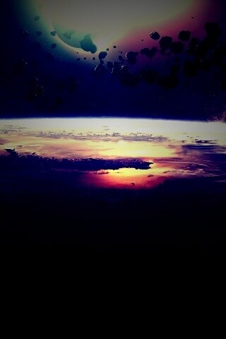 Пояс астероидов над планетой обои