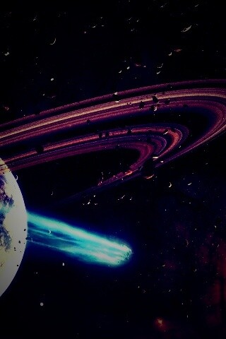 Голубой метеорит и туманность в виде сердца обои