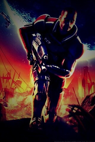 Капитан Шепард на руинах обои