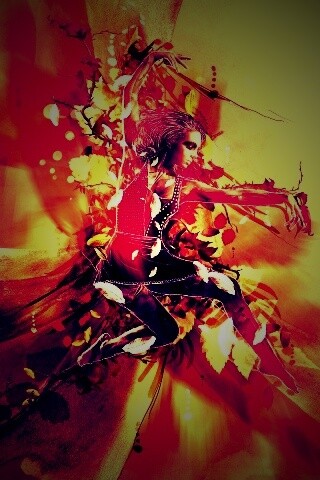 Девушка танцует в листьях обои