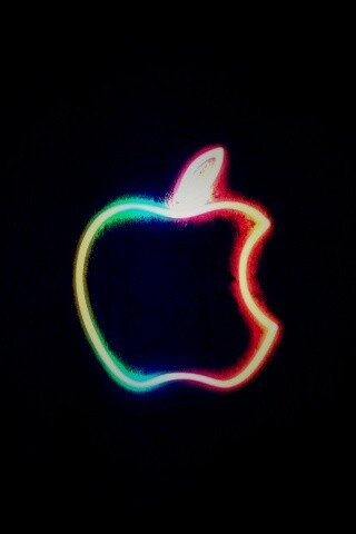 Неоновое лого Эпл обои