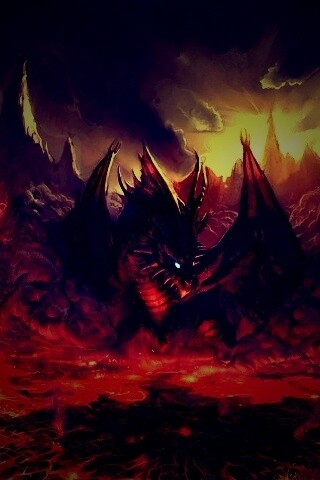Дракон в лаве обои