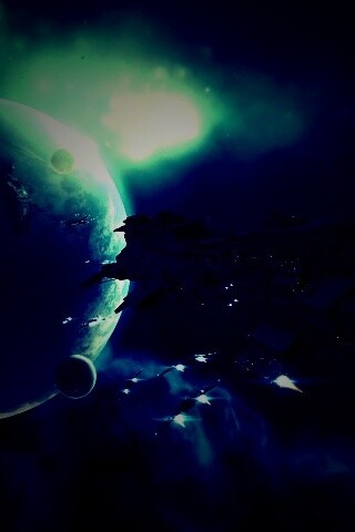 Космический флот атакует планету обои