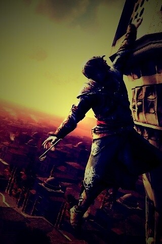 Ассасин лезет на башню обои